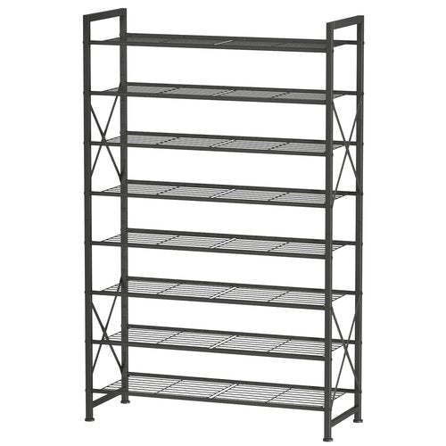 MILEFA Metal Shoe Rack, 8 Tier Tall Shoe Organizer Holds 40 Pairs, Study Shoes Stand for Garage, Closet, Entryway, Front Door Entrance