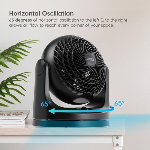 IRIS USA WOOZOO Desk Fan - Oscillating Air Circulator with 3 Speeds & 112° Tilt | Quiet 29db Motor, Black
