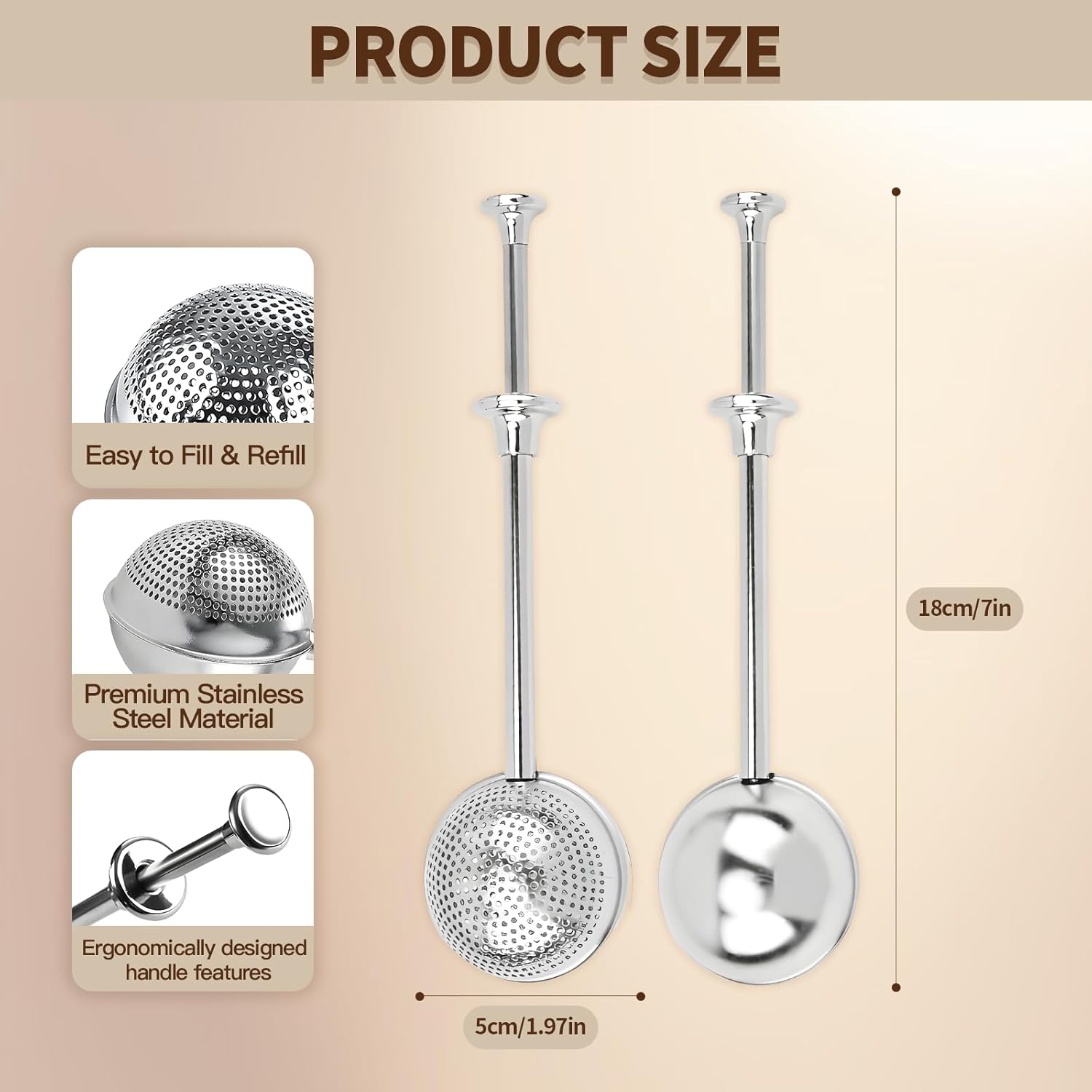 Skiennix Flour Duster - Stainless Steel Powder Sugar Shaker & Sifter | 2-Pack Baking Essential