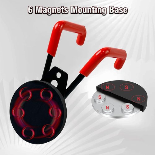 EDSRDUX Heavy Duty Magnetic Hooks - Strong Anti-Slip Rubber Coated Utility Hooks for Garage & Workshop (Medium - 2 Pack)