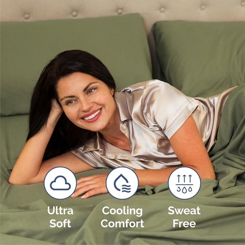 Cal King Size Sheet Set by Oeko-Tex | Comfy, Breathable & Cooling Luxury Bedding - Sage Green