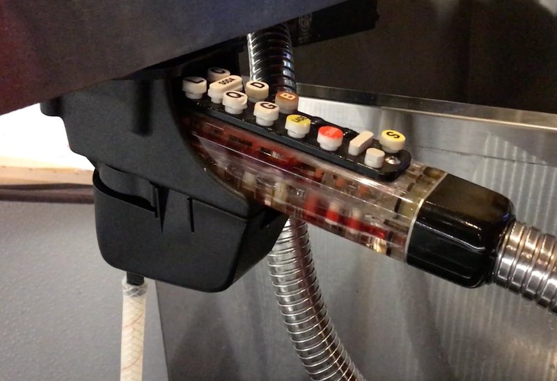 Soda Gun Holder SodaLock. Soda Guns NEVER FALL, easy clean drip tray.