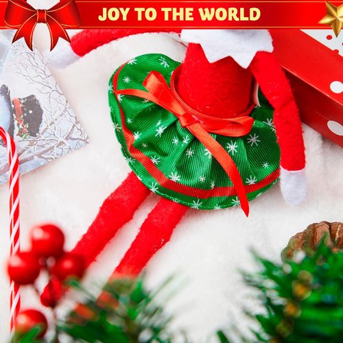 JOYIN Christmas Doll Skirts - 3-Piece Green Santa Dress Accessories Set for Holiday Decor