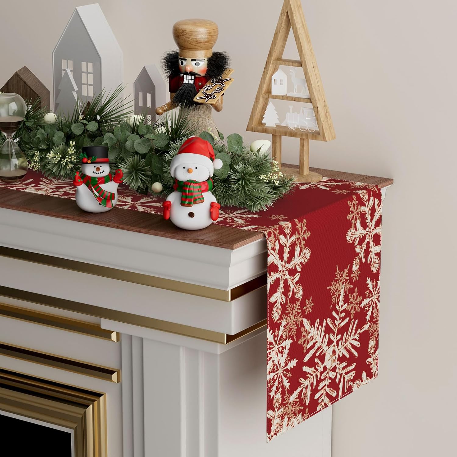 XCHI Red Snowflakes Table Runner - Winter Christmas Home Decor | 13x72 Inch Dining Decoration