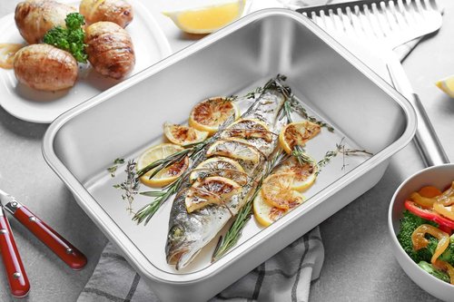 E-far Lasagna Pan Set - Deep Stainless Steel Baking Pans | Non-Toxic, Heavy Duty, 12.75 x 10 x 3.2 Inches