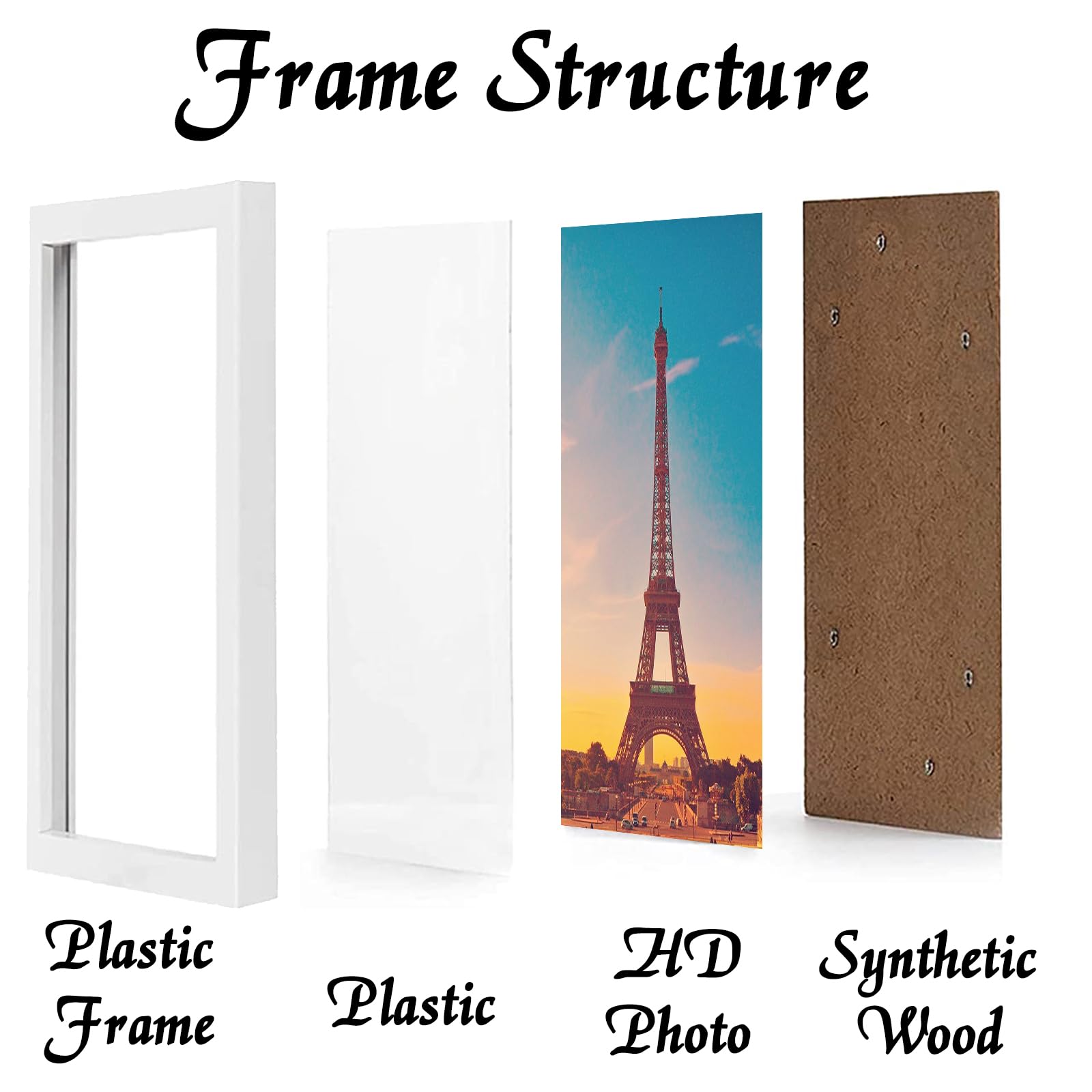 icariery 16x24 Picture Frame Set of 5, White Photo Frames High Transparent Wall Gallery Desktop Horizontal Vertical for Canvas Collage Photo Poster Certificate 16 x 24 inches