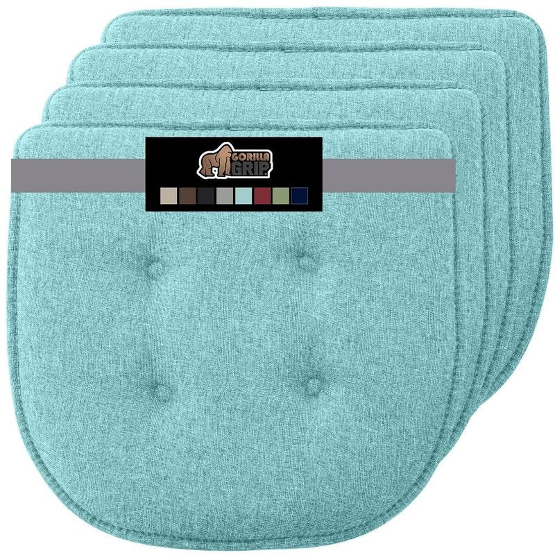 GORILLA GRIP Slip Resistant Tufted Chair Cushions, No Ties Required, Memory Foam Pads for Dining Room Kitchen Table, Office, Rocking Chairs, Plush Seat Cushion Pad, Home Decor, Set of 4, 16x17, Beige
