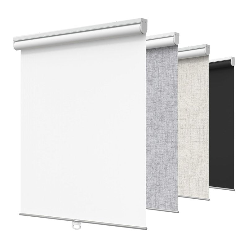 GENIMO 100% Blackout Roller Window Shades, Window Blinds Cordless with Thermal Insulated, UV Protection Fabric, Mini French Door Blinds for Home, Bedroom, Office, White, 46" W X 72" H
