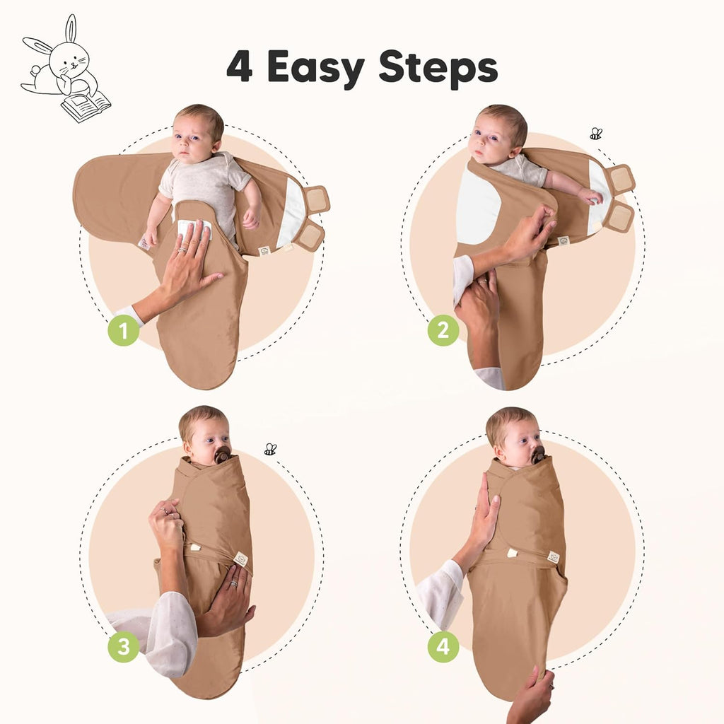 Skiennix Organic Baby Swaddle Sleep Sacks - Soft & Snug 3-Pack for Newborns 0-3 Months | Terracotta