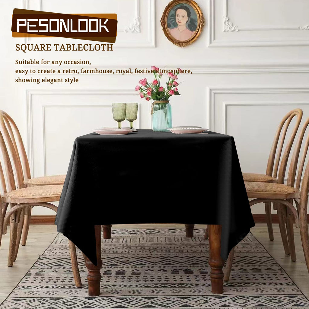 Pesonlook 12 Packs Square Tablecloth, 52×52 Inch Polyester Washable Square Polyester Table Cover for Tables/Buffet/Wedding/Party/Restaurant(Black)