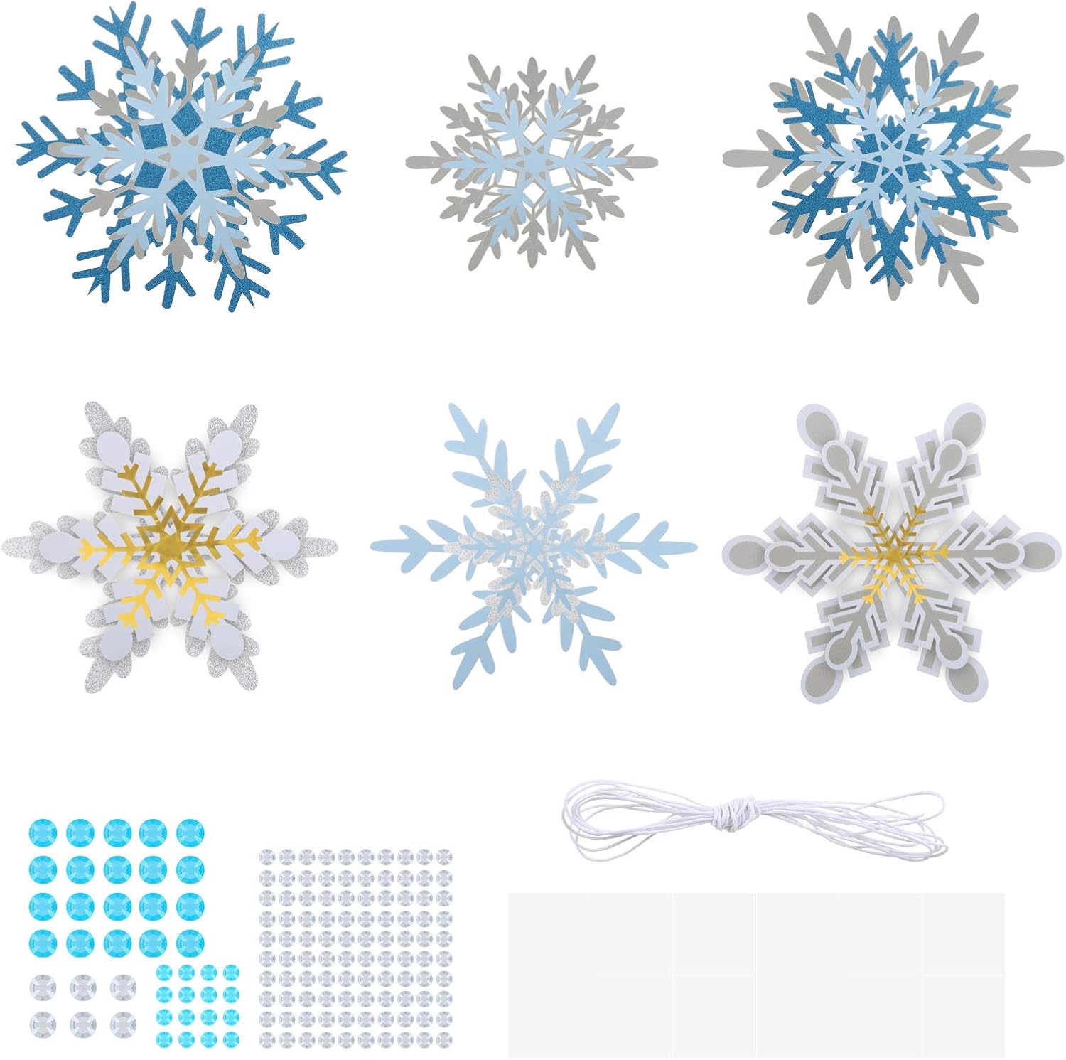 Skiennix 60-Piece Snowflake Garland Banner Set - DIY Craft Kit for Festive Christmas Decor