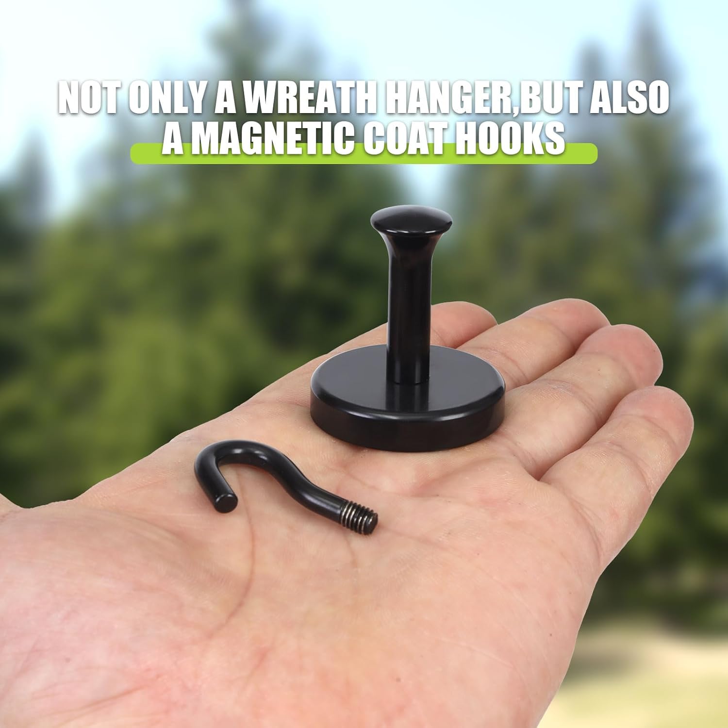 Neosmuk Magnetic Coat Hook - 170lb Heavy Duty Magnet Hanger for Metal Doors | 4 Pack, Black