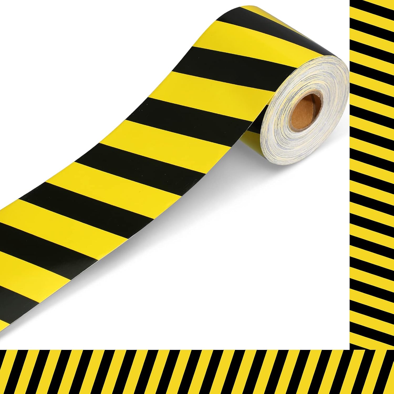 Outus Bulletin Board Borders - 68 Ft Construction Theme Decor | Yellow Stripes for Classroom & Parties