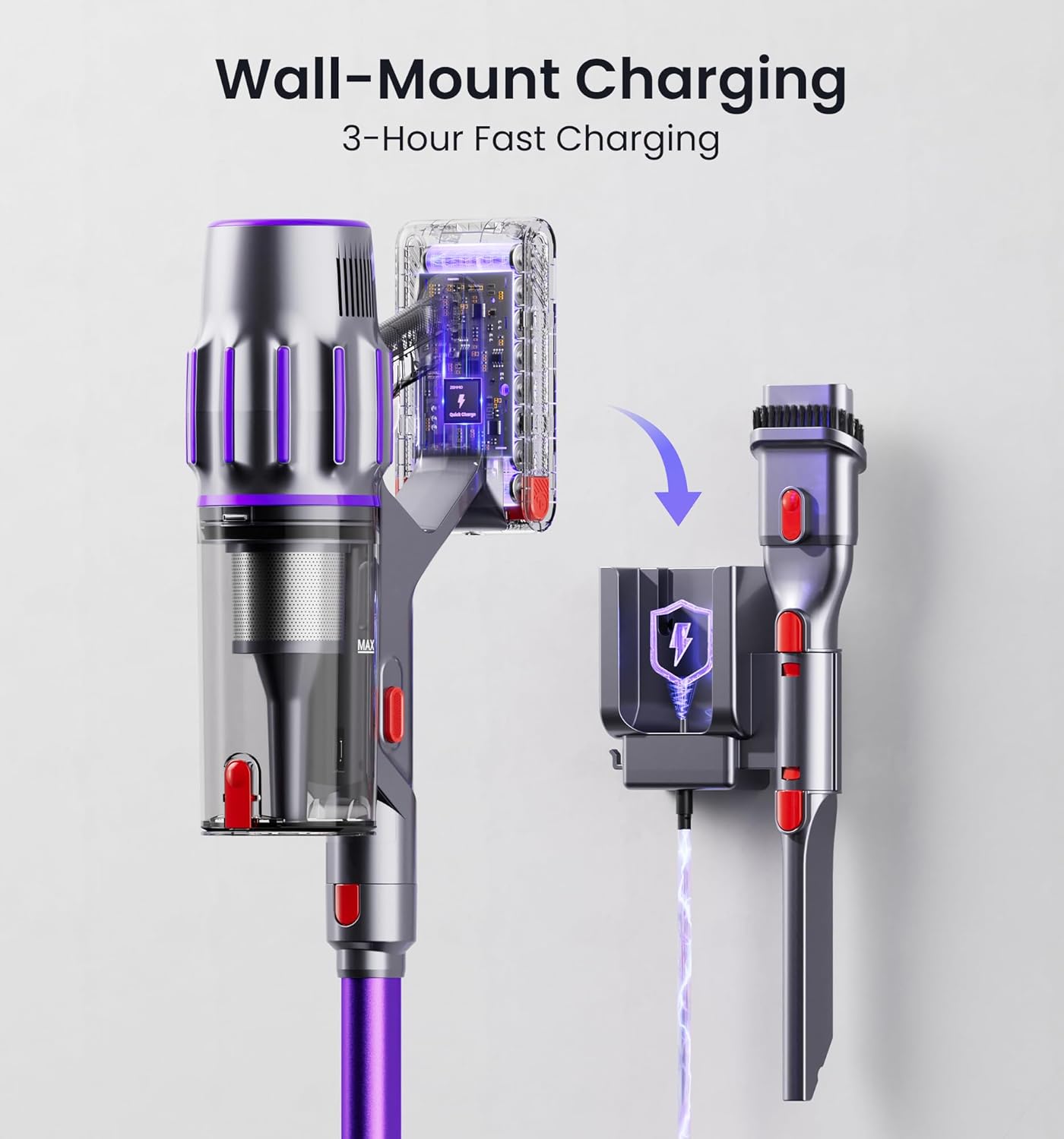 Skiennix Cordless Vacuum Cleaner - 650W, 55KPA Suction, 80 Minutes Runtime, Smart Display, Anti-Tangle Brush