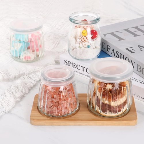 CAKKVDE 40 Pack 6.7 oz Mini Glass Jars with PE Lids - Small Yogurt/Pudding Containers for Wedding Favors, Honey, Spices & DIY Crafts (Includes Labels & String)