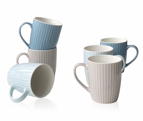 MIWARE 11 Ounce Porcelain Mugs, Set of 6 Coffee Mugs for Tea, Milk, Hot Cocoa, Multicolor