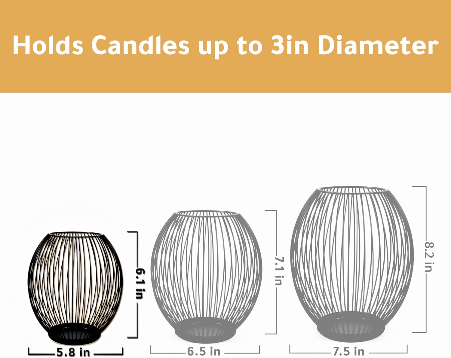 OLEEK Outdoor Candle Holders - Black Wire Pillar Candle Holders for Patio & Table Centerpiece - Iron Lantern Decor
