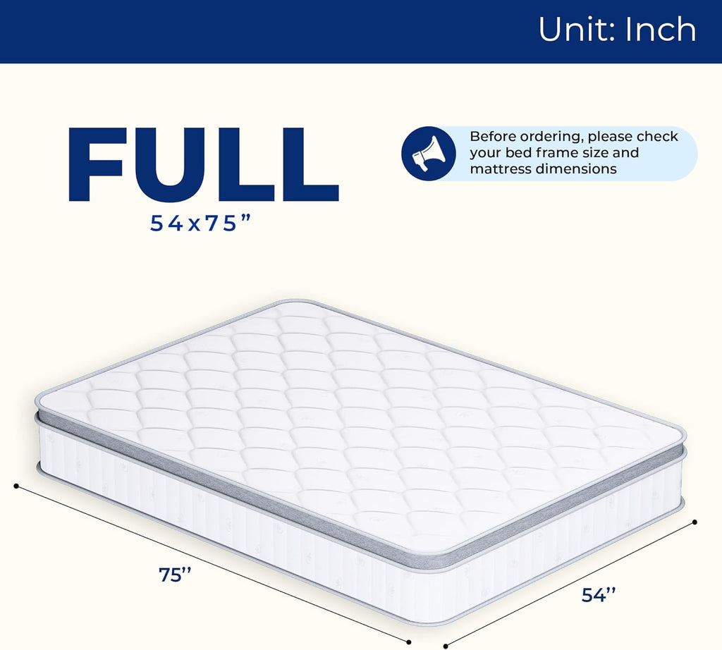Neo Sleep Full Size Mattress - 12 Inch Hybrid Comfort with Cooling Gel Memory Foam & Pocket Springs