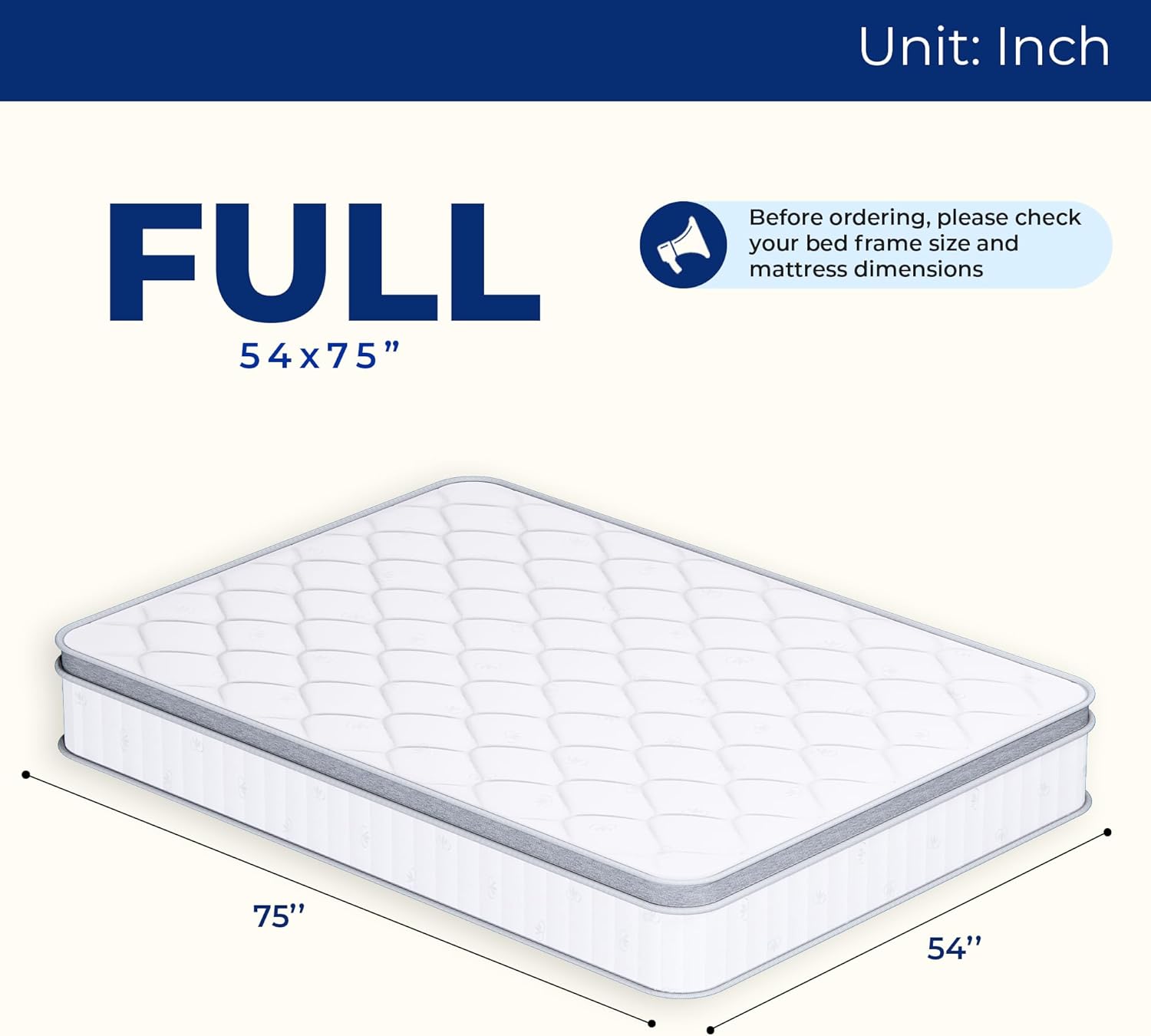 Neo Sleep Full Size Mattress - 12 Inch Hybrid Comfort with Cooling Gel Memory Foam & Pocket Springs
