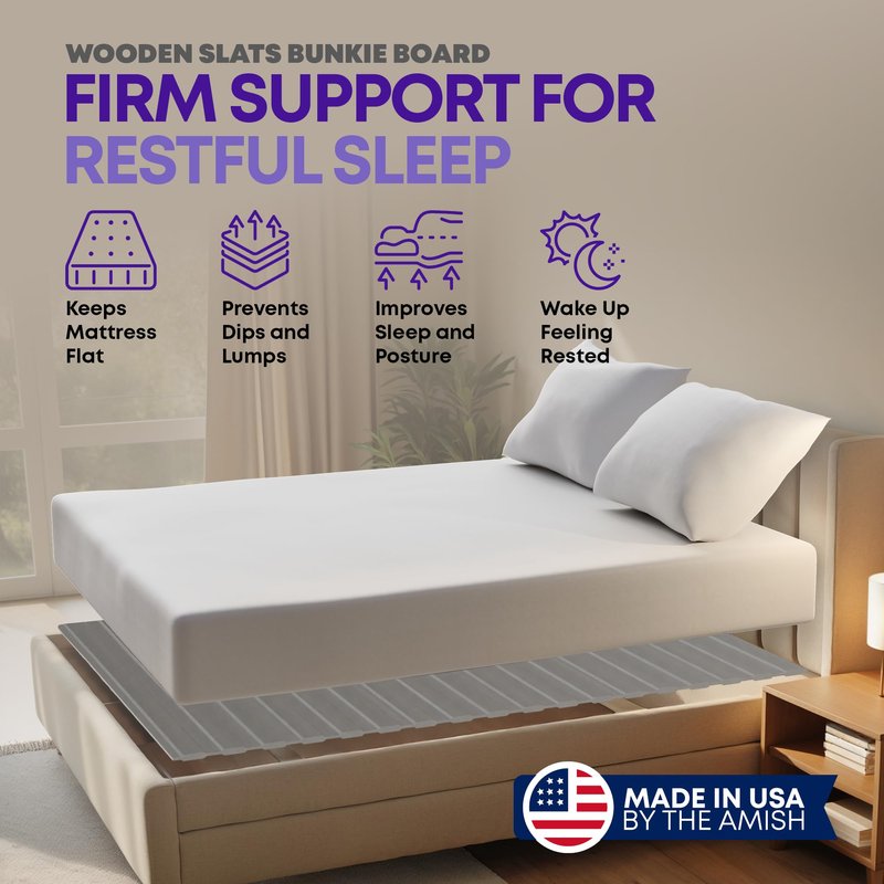 Greaton, Wooden Twin Bed Slats for Support Under Mattress with Cover – Replacement Wood Slats for Twin Size Bed Frame – Under Mattress Support Without Extra Height – 3.38-Inch Standard Width