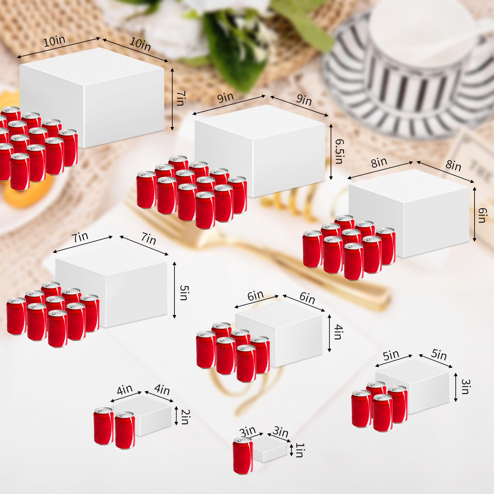 8PCS Buffet Risers，Large Food Risers for Buffet Table, Dessert Table Display Set,Food Stands for Display Party，Collectibles Jewelry Display Stand, Acrylic Cube Boxes big size(10"-9"-8"-7"-6"-5"-4"-3")