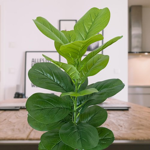 SAJANDAS Set of 2 Artificial Fiddle Leaf Fig Trees in Pots, 33 Inch Faux Ficus Lyrata Plants with Greenery Leaves and Stems, Fake Fiddle Leaf Floor Plants Potted Indoor for Home Store Office Decor