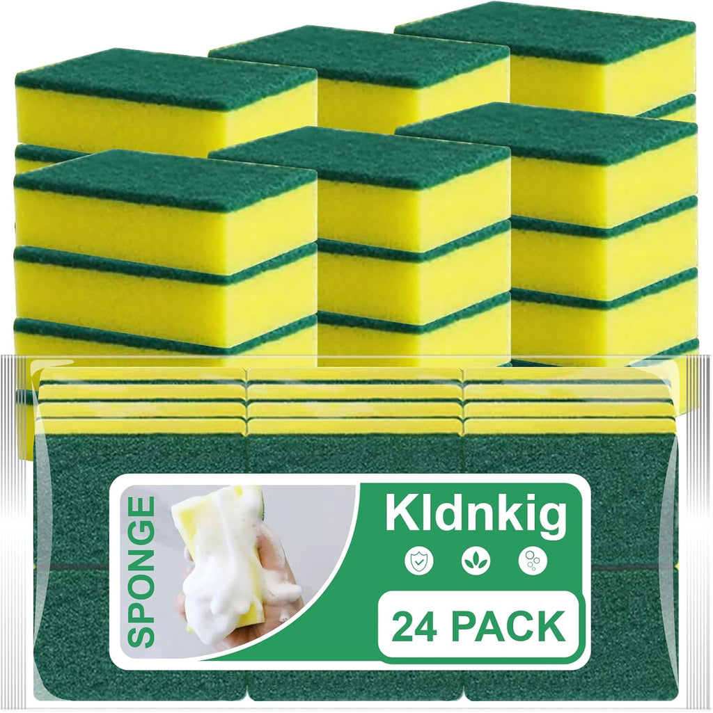 Skiennix Kitchen Cleaning Sponges - Non-Scratch Scrub Sponges, Stink-Free, 24 Pack for Pots & Pans