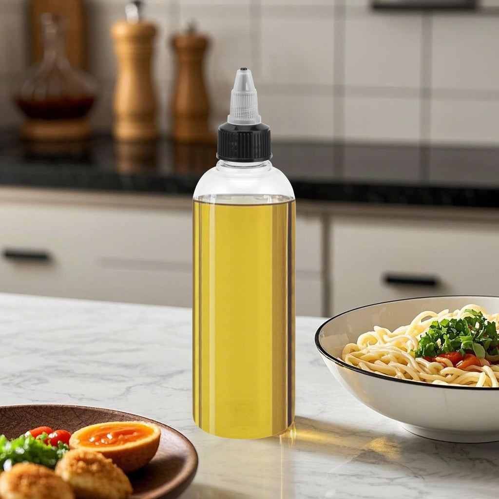 MOUYAT 64 PCS 4 oz 120ml Plastic Boston Squeeze Bottles, Paint Squeeze Bottles, Empty Dispensing Bottle With Twist Top Cap, Black White Plastic Squeeze Bottle for Oil, Paint