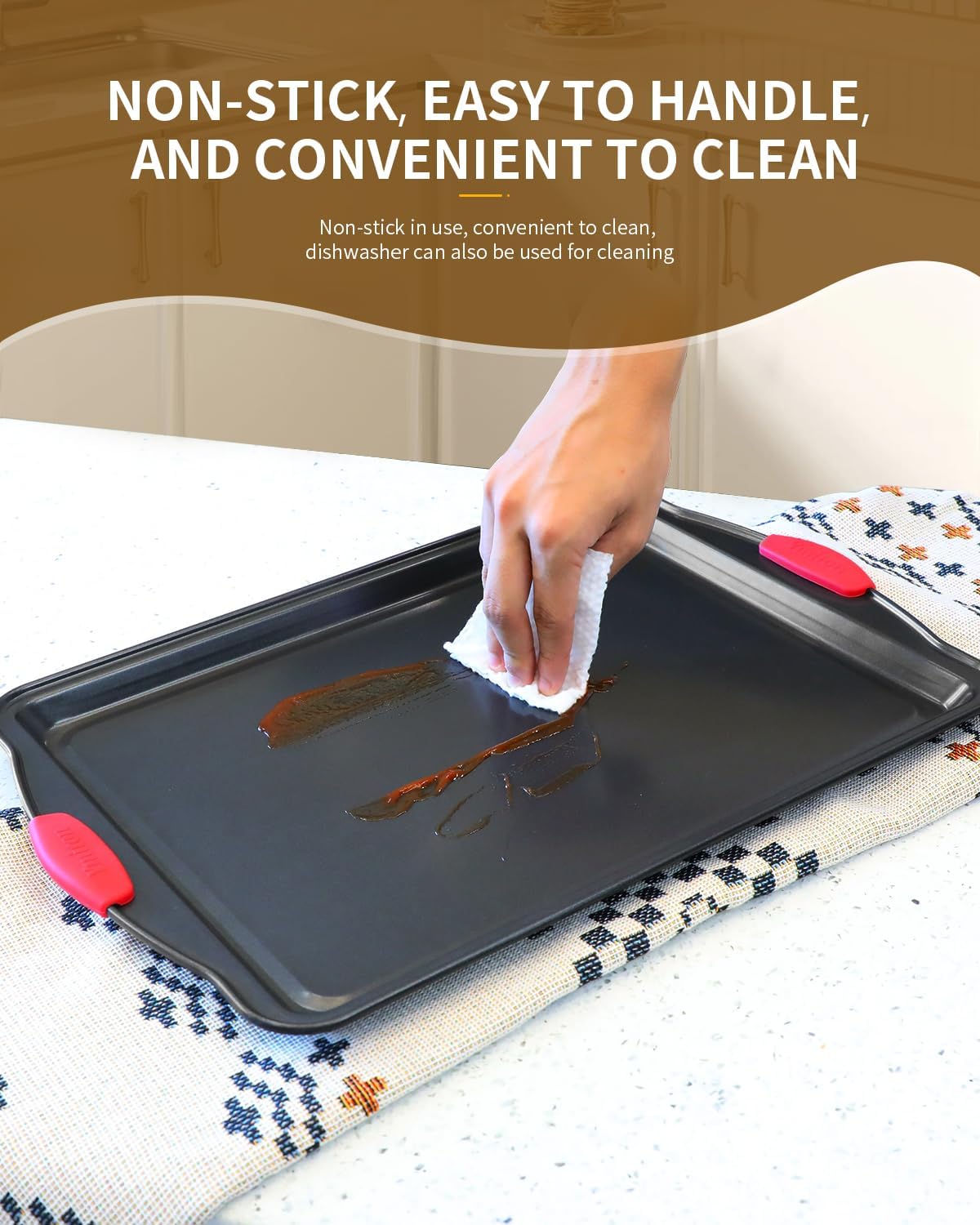 Skiennix 34-Piece Nonstick Baking Pans Set - Silicone Handles, Versatile Bakeware for Every Occasion
