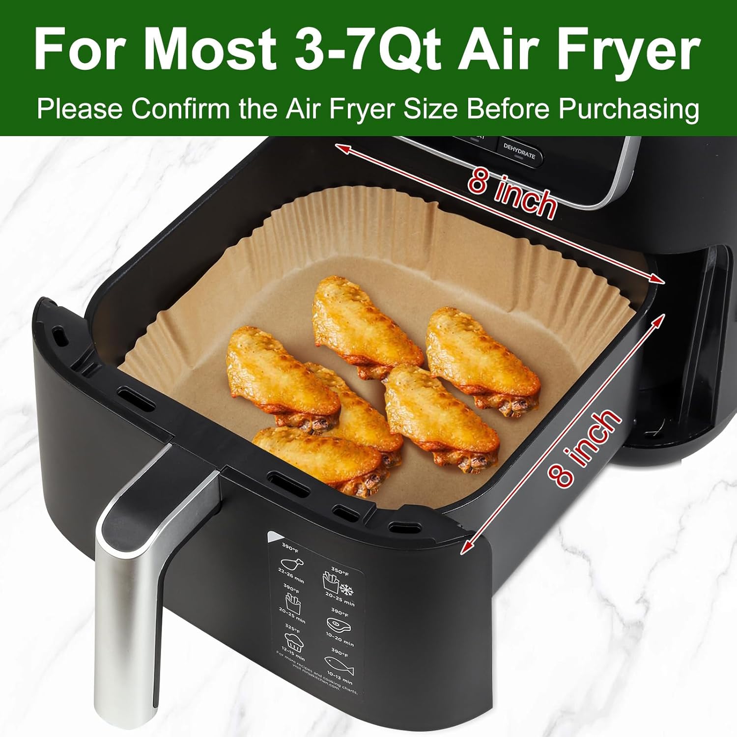 SIUDANGKA Air Fryer Disposable Paper Liners - 125 Pcs Parchment Pads for Ninja Air Fryer Pro AF141/AF142/AG301
