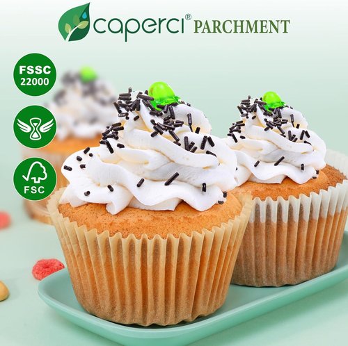 Caperci Jumbo Muffin Liners - 200 Pcs White Baking Cups, Non-Stick & Grease-Proof, Food Grade