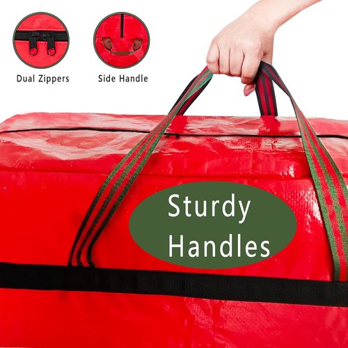 Christmas Tree Bag - Waterproof & Tearproof Storage for 4FT/5FT Trees | Easy Transport & Organization in Red