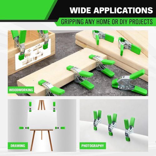 Heavy Duty Spring Clamps by 27-Piece | 6-Inch Large Clamps with 2.4-Inch Jaw Opening for Woodworking & Photography