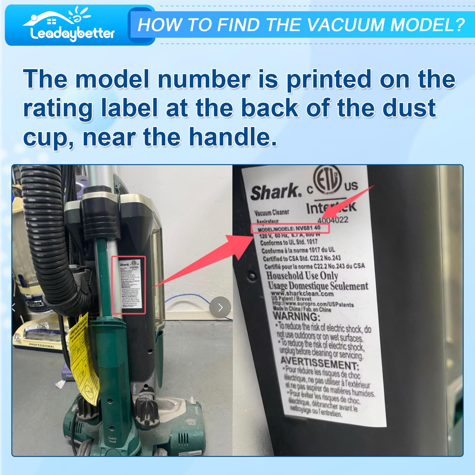 Leadaybetter 2 + 4 Pack Replacement Filters for Shark Rotator DuoClean Powered Lift Away Speed NV680 NV681 NV682 NV683 NV800 NV801 NV803 UV810, Compare to Part # XFF680 &XHF680