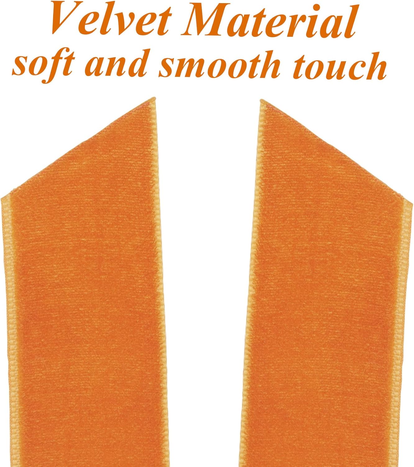 Skiennix 12Pcs Fall Velvet Ribbon Bows - 5in x 10in Orange Christmas Ornaments for Home Decor