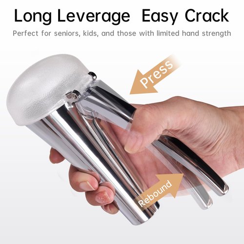 Affdeup Nutcracker: Effortlessly Cracks Large to Medium Nuts, Heavy Duty Nut Cracker tool with Splash-Proof Clear Lid, Long Ergonomic Leverage & Spring Return walnut pecan cracker