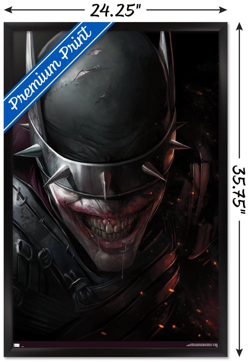 Trends International DC Comics The Batman Who Laughs - Face Wall Poster, 22.375" x 34", Black Framed Version