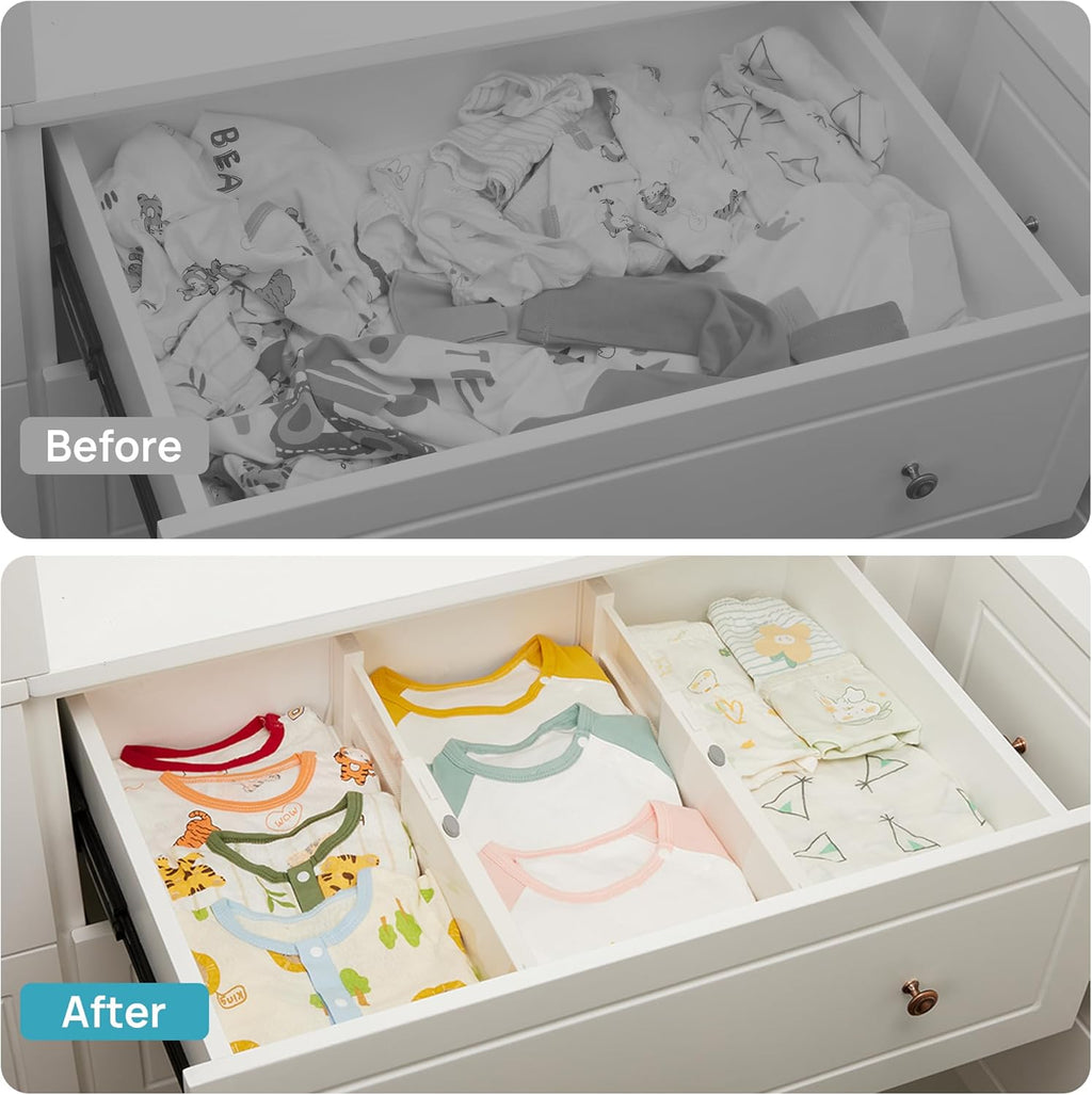 Vtopmart 25 PCS Clear Plastic Drawer Organizers Set - 8 Pack Drawer Dividers for Clothes Storage