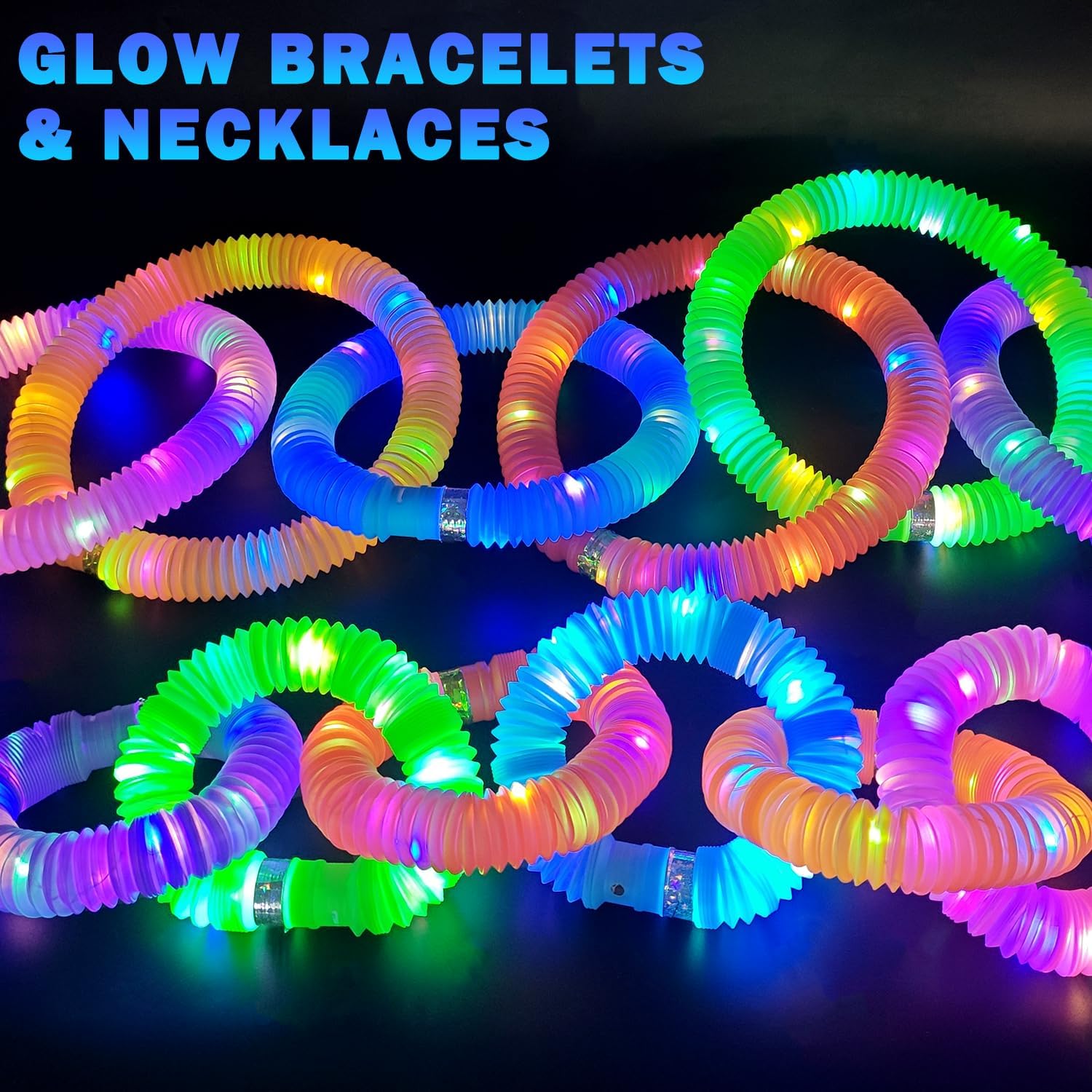 Skiennix Glow Sticks - 6 PCS LED Light-Up Pop Tube Wand Toys for Kids | Fun Summer Camping Accessories