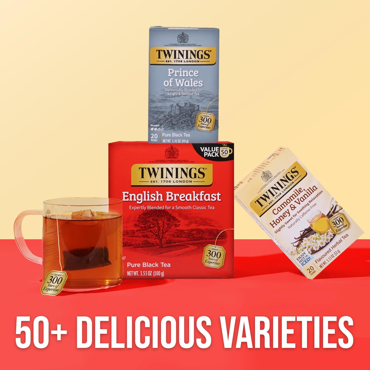 Twinings Prince of Wales Black Tea - Velvety Smooth & Mild Flavor, 20 Individually Wrapped Teabags