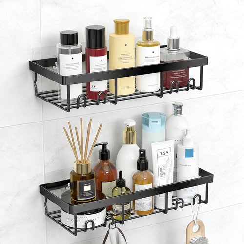 FGSAEOR Heavy-Duty Shower Caddy Adhesive Strips - Waterproof No-Drill Hooks for Bathroom & Kitchen Storage