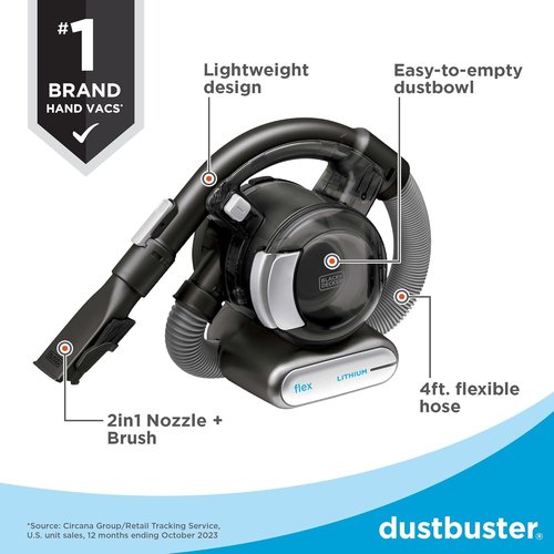 BLACK+DECKER Cordless Handheld Vacuum - FLEX Design for Home, Pet & Car Cleaning (BDH2020FL)