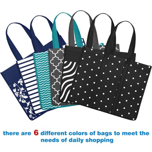 Fab totes 6 Pack Reusable Grocery Bags 35L Large Capacity Heavy Duty Reusable Shopping Bags for Groceries Waterproof Tote Bags for Shopping and Picnic with Sturdy Handles
