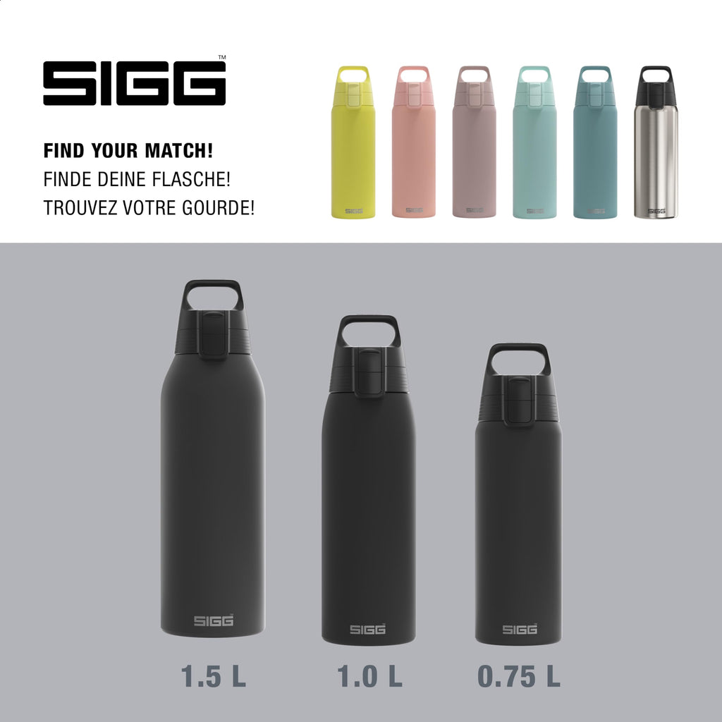 Sigg - Reusable Water Bottle - Shield ONE - Leakproof - Recyclable - BPA Free - Black - 25 Oz