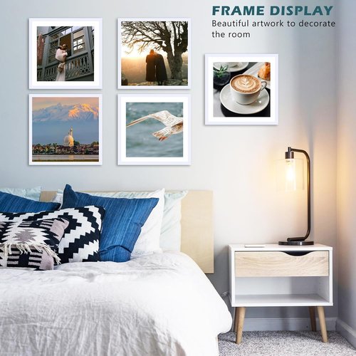 JCJMY Picture Frame - 12.5x12.5 Inches with 10x10 Mat for Vinyl Record Album Display | White Finish