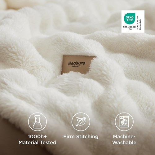 Bedsure 3D Fleece Bubble Blanket - GentleSoft White Spring Throw for Sofa | Cozy Lightweight 50"×60" Gift