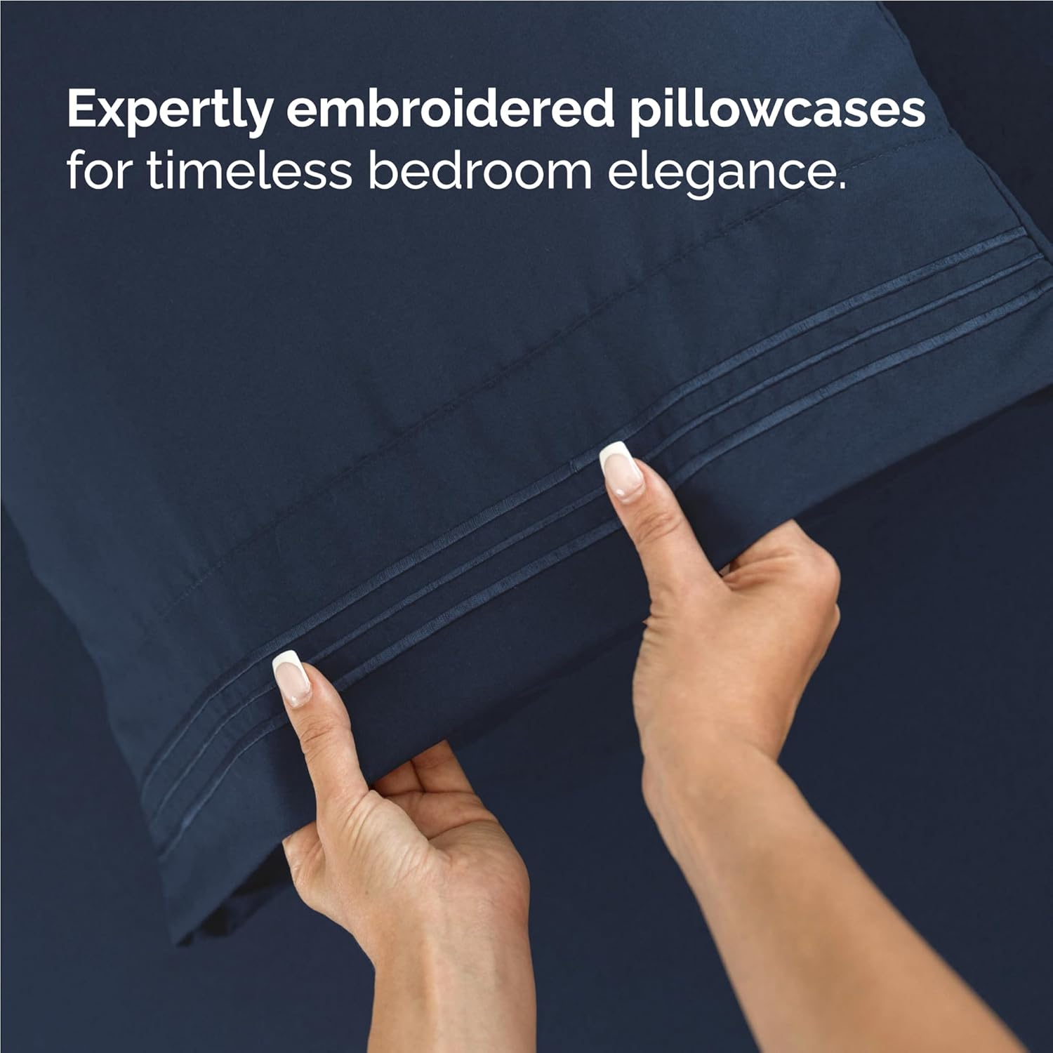 Skiennix Full Size 4-Piece Sheet Set - Ultra-Soft Cooling Bed Sheets - Hotel Luxury Bedding - Deep Pockets - Navy Blue