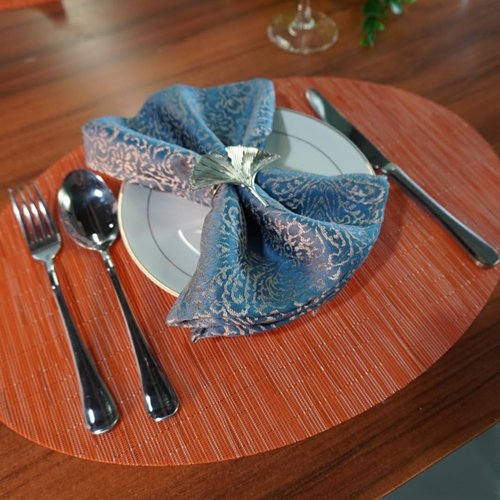 Placemats,Red-A Imitation Bamboo Oval Woven Vinyl Heat Resistant Placemats Washable Table Mats for Kitchen Table Set of 4,Orange