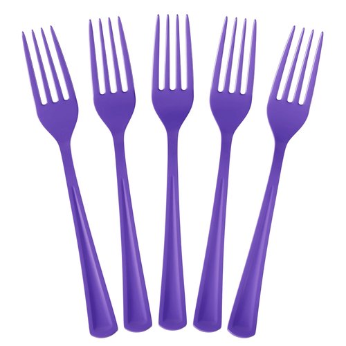 Exquisite Purple Plastic Forks 100 Pieces Purple Forks Disposable Utensils Heavy Duty Plastic Cutlery Set Disposable Cutlery Sets Party Supplies & Party Tableware