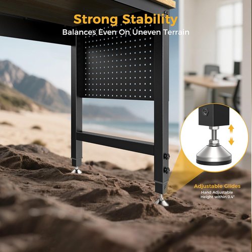 CAMMOO Adjustable Heavy Duty Workbench - 2000 LBS Capacity Rubber Wood Table with Pegboard & Power Outlets | Ideal for Garage, Workshop, Office, Home